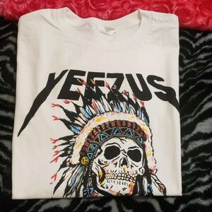 White Yeezus Skull Graphic Tee L